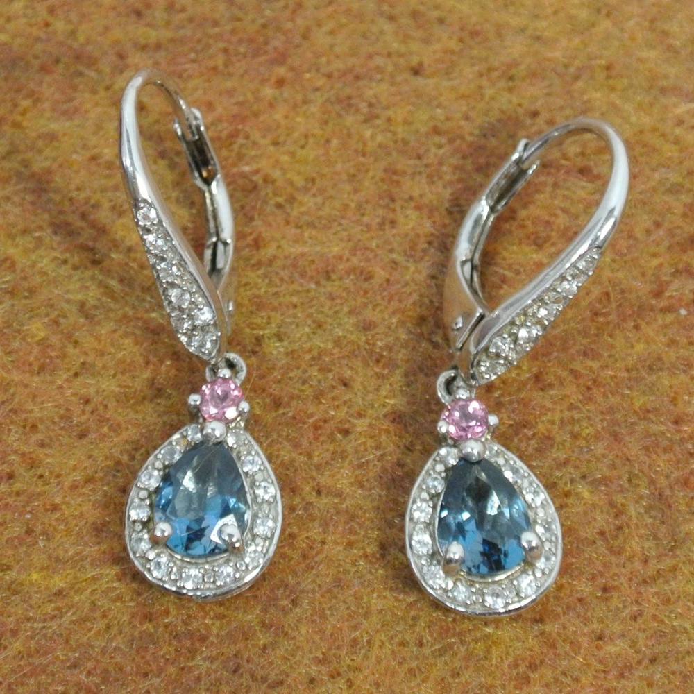 Sterling Silver Tear Drop Topaz Gemstone Earrings